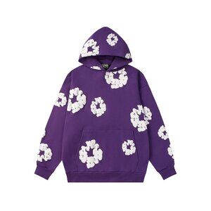 Denim Tears Kapok Purple Embossed Print Hooded Cotton Sweatshirt